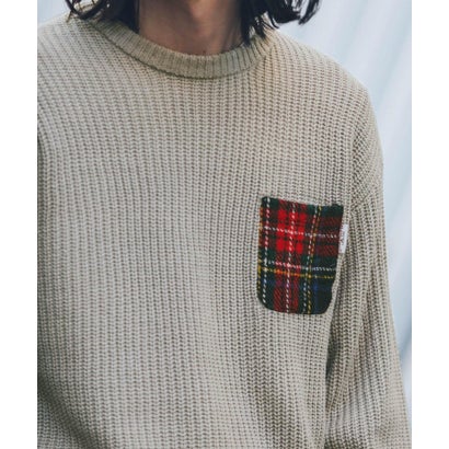 アーバンリサーチ サニーレーベル URBAN RESEARCH Sonny Label ハリスツイードポケット付ニットプルオーバー （オフホワイト）｜詳細画像