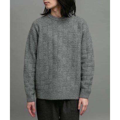 アーバンリサーチ サニーレーベル URBAN RESEARCH Sonny Label ブロック柄クルーネックニットプルオーバー （ライトグレー）｜詳細画像