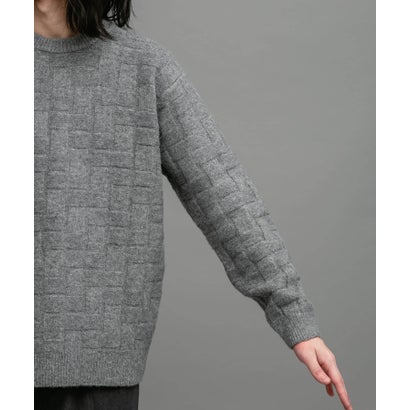 アーバンリサーチ サニーレーベル URBAN RESEARCH Sonny Label ブロック柄クルーネックニットプルオーバー （ライトグレー）｜詳細画像