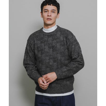 アーバンリサーチ サニーレーベル URBAN RESEARCH Sonny Label ブロック柄クルーネックニットプルオーバー （ライトグレー）｜詳細画像