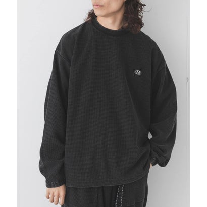 ヴィンテージライクワッフルロングTシャツ （ブラック）｜詳細画像