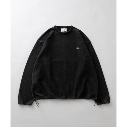 ヴィンテージライクワッフルロングTシャツ （ブラック）｜詳細画像