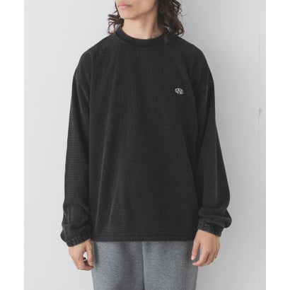 ヴィンテージライクワッフルロングTシャツ （ブラック）｜詳細画像