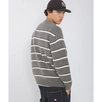 アーバンリサーチ サニーレーベル URBAN RESEARCH Sonny Label ウール混マルチボーダーニットプルオーバー （バーガンディー）｜詳細画像