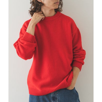 アーバンリサーチ サニーレーベル URBAN RESEARCH Sonny Label ウール混クルーネックニットプルオーバー （レッド）｜詳細画像