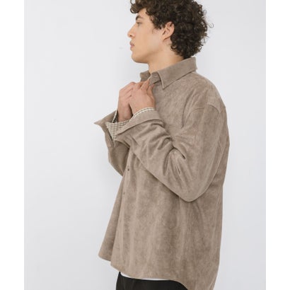 アーバンリサーチ サニーレーベル URBAN RESEARCH Sonny Label フェイクスウェードロングスリーブシャツ （チャコールグレー）｜詳細画像