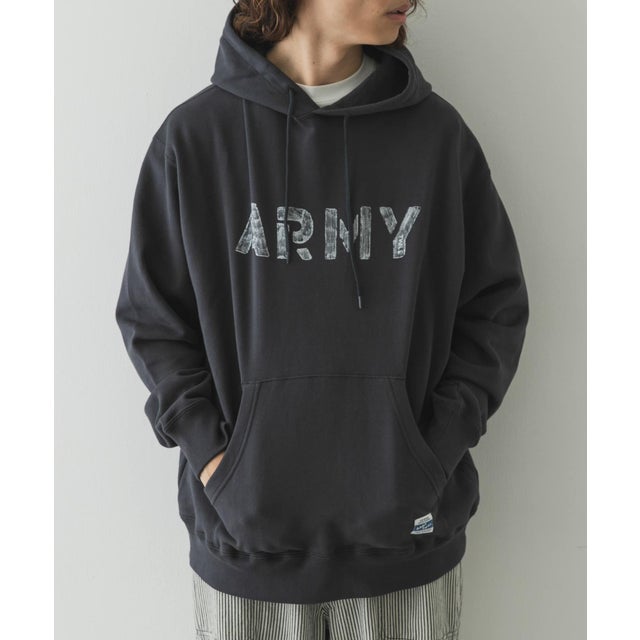 ARMY TWILL Sweat Hoodie print （チャコールグレー）