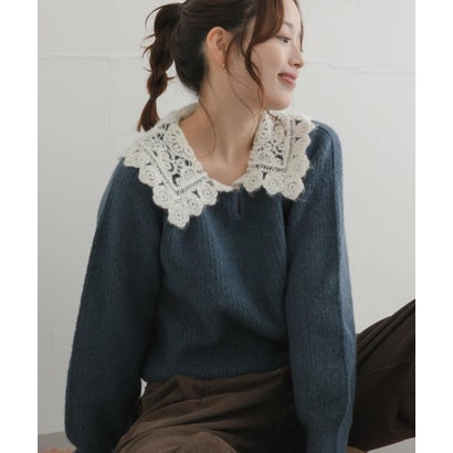 アーバンリサーチ サニーレーベル URBAN RESEARCH Sonny Label 『WEB限定』レースカラーアゼニットプルオーバー （グレー）｜詳細画像