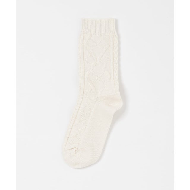 H FOOTWEAR アラン柄ウールソックス （オフホワイト）