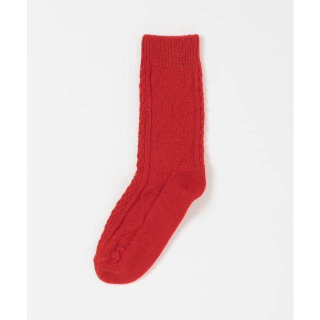 H FOOTWEAR アラン柄ウールソックス （レッド）