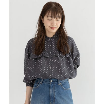 アーバンリサーチ サニーレーベル URBAN RESEARCH Sonny Label 『WEB限定』ドットフリルブラウス （ブラック系その他）｜詳細画像