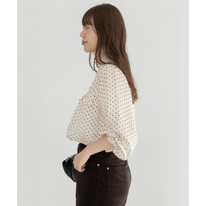 アーバンリサーチ サニーレーベル URBAN RESEARCH Sonny Label 『WEB限定』ドットフリルブラウス （ブラック系その他）｜詳細画像