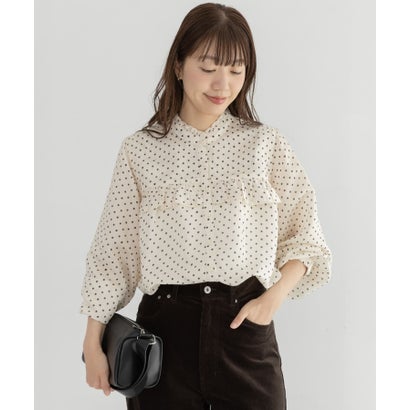 アーバンリサーチ サニーレーベル URBAN RESEARCH Sonny Label 『WEB限定』ドットフリルブラウス （オフホワイト）｜詳細画像