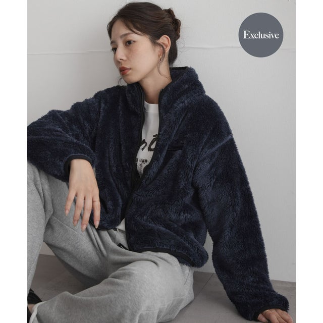 『別注』Champion×Sonny Label シェルパフリーススタンドジップ （ネイビー）