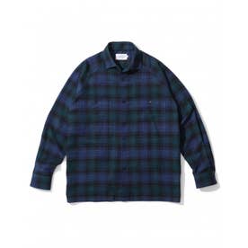 RAGLAN COTTON FLANNELL CHECK SHIRTS MADE IN JAPAN （NAVY/GREEN）