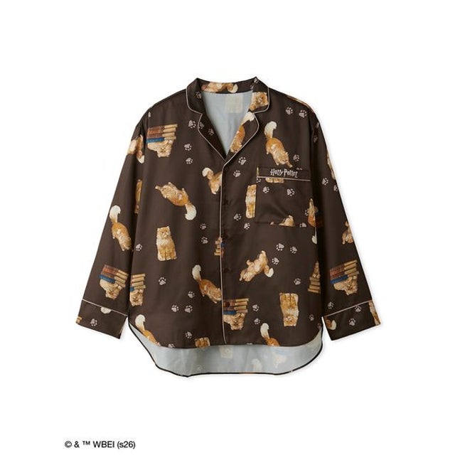 【メンズ】【ハリー・ポッター】【Warm satin】総柄開襟シャツ （BRW）