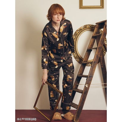 【ハリー・ポッター】【Warm satin】総柄開襟シャツ （NVY）｜詳細画像