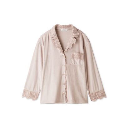 【Silky Fleece】レース開襟シャツ （GRN）｜詳細画像