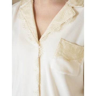 【Silky Fleece】レース開襟シャツ （GRN）｜詳細画像