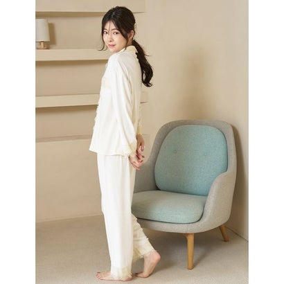 【Silky Fleece】レース開襟シャツ （IVR）｜詳細画像