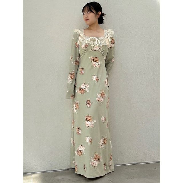 【Silky Fleece】レースワンピース （GRN）
