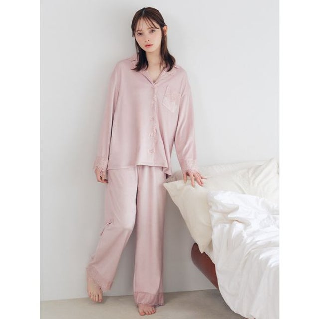 【Silky Fleece】レースロングパンツ （PNK）