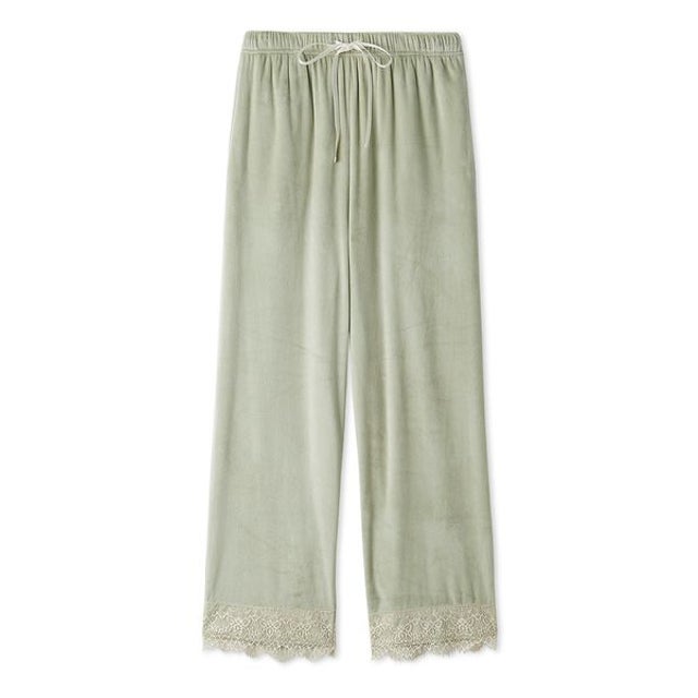 【Silky Fleece】レースロングパンツ （GRN）