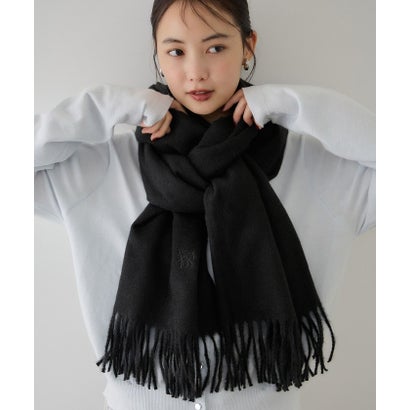 なめらかタッチ刺繍ロゴストール （ブラック（01））｜詳細画像