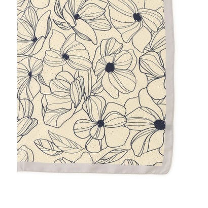 ラインアート花柄スカーフ 70×70 （ネイビー系（41））｜詳細画像