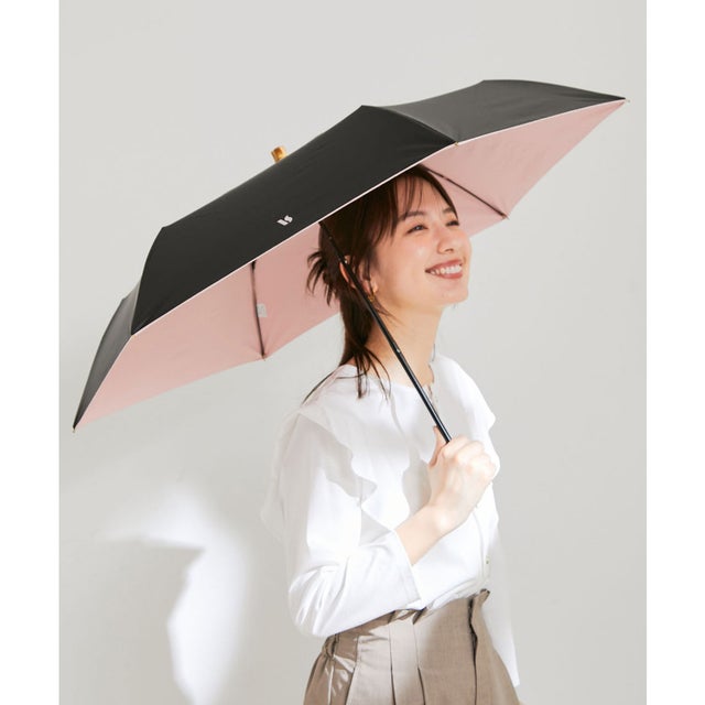 【晴雨兼用/遮光率100%】バンブーハンドルコンパクト折り畳み傘 （ブラック（01））