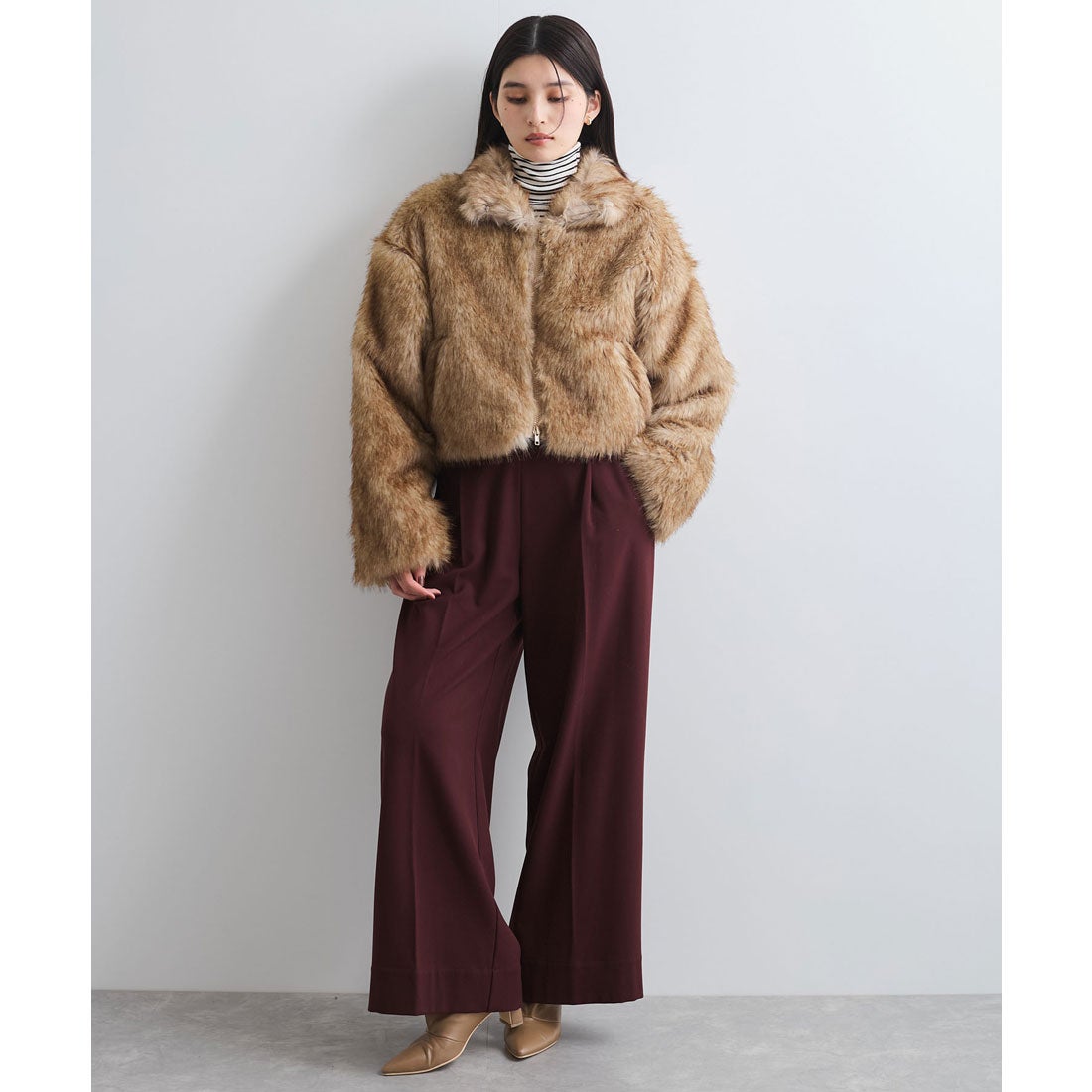 ビス VIS 【WEB/一部店舗限定】エコファーショート丈Wジップブルゾン 