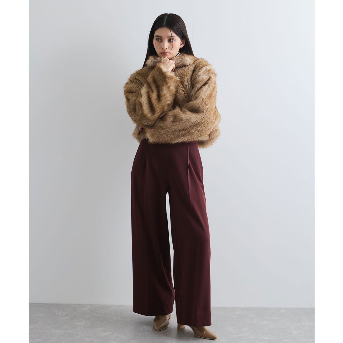 ビス VIS 【WEB/一部店舗限定】エコファーショート丈Wジップブルゾン 