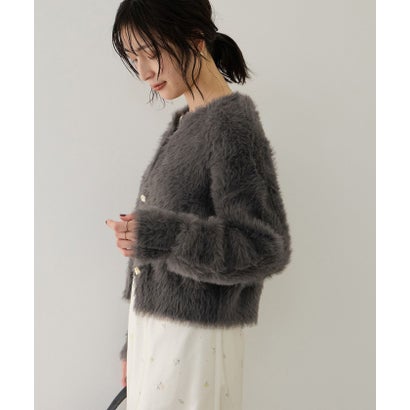 色々釦ラビットファーカーディガン （チャコール（06））｜詳細画像
