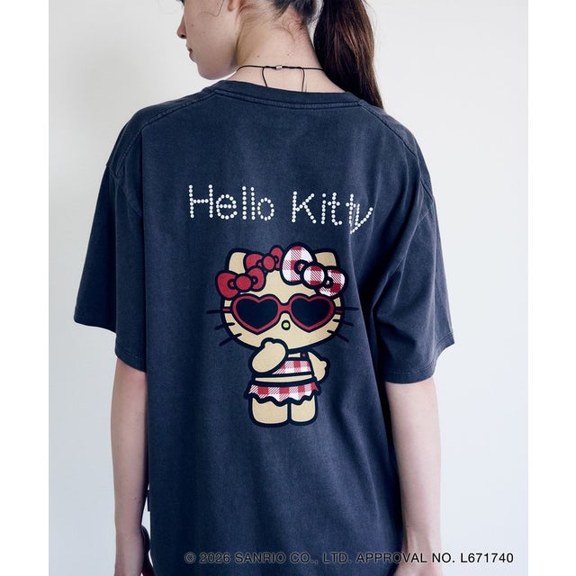 【HELLO KITTY×VIS】日焼けデザイン ハローキティビッグTシャツ （チャコール（06））