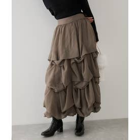 タックバルーンシフォンスカート （ブラウン系（23））