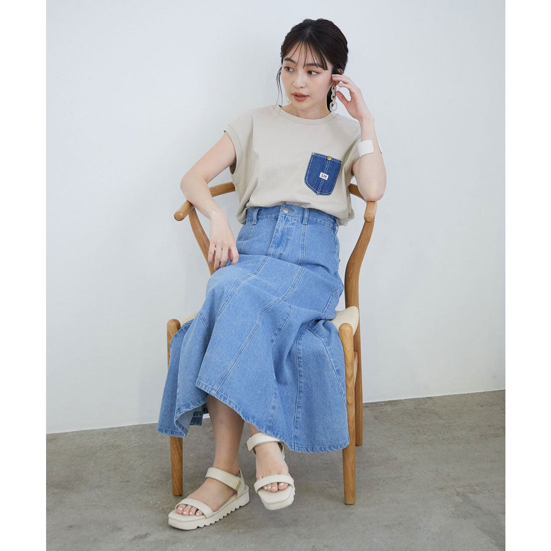 ビス VIS 【Lee×VIS】デニムポケットスリーブレスTシャツ （グリーン