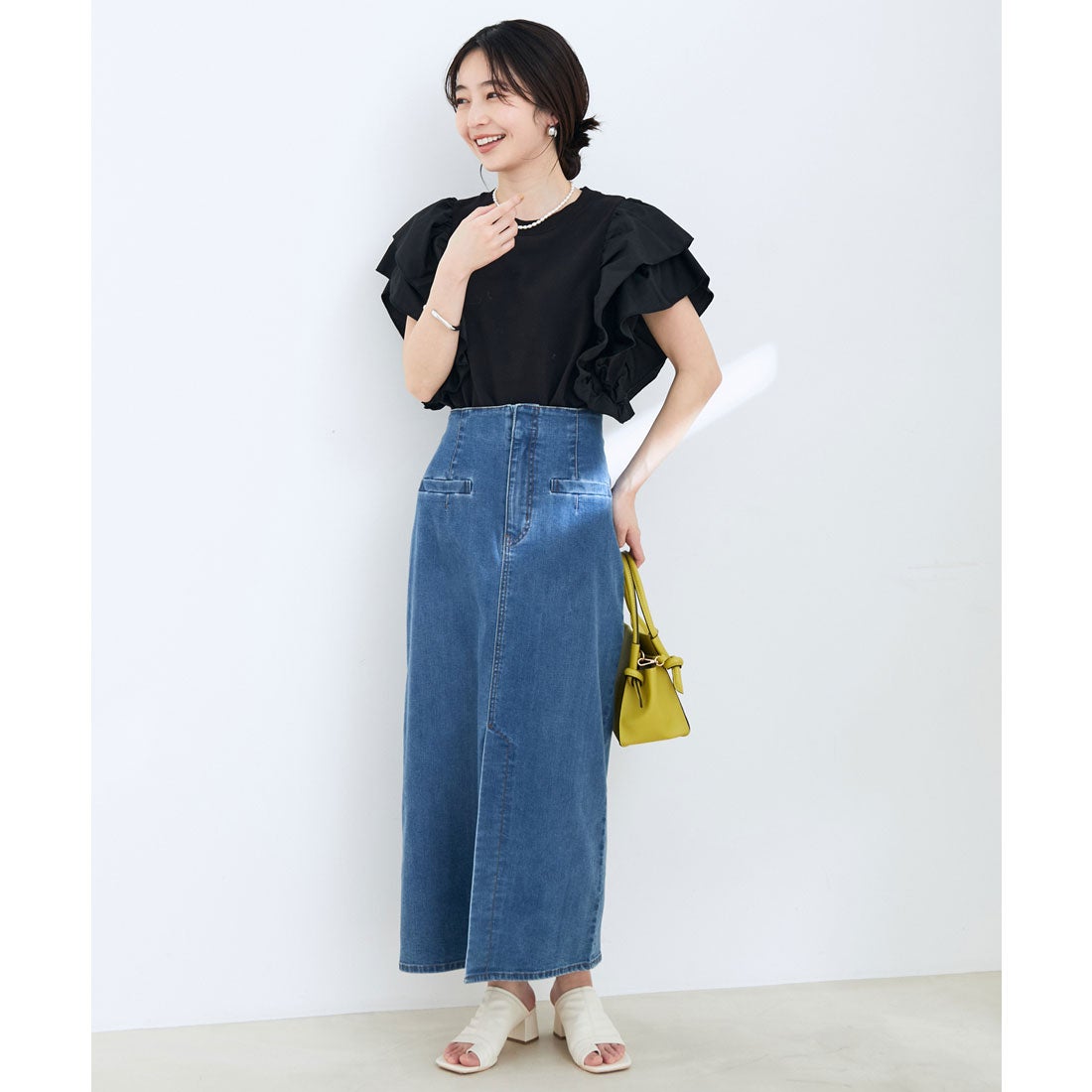 ビス VIS 【エコテックス(R)】ハイウエストタイトスカート （グレー系