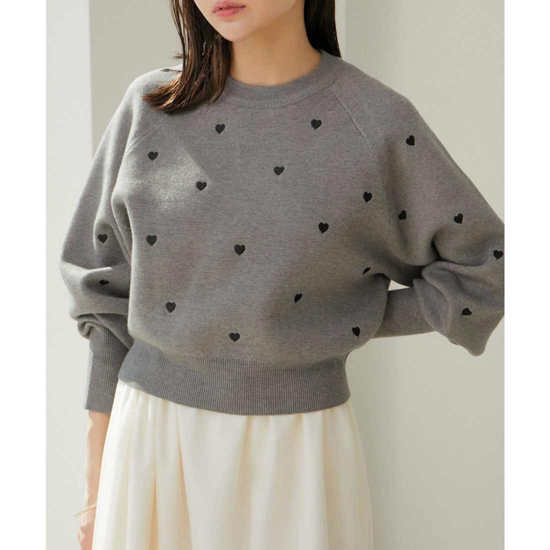 ビス VIS 【WEB限定】ハート刺繍ニット （グレー（07）） -靴 