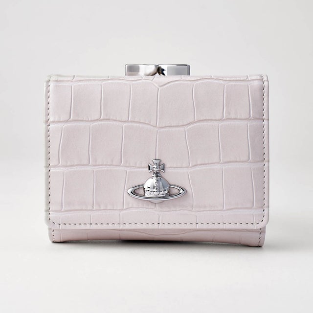 3つ折り財布 エンボス クロコ レザー SMALL FRAME WALLET 5115002MW L0098 A402 （パールホワイト）