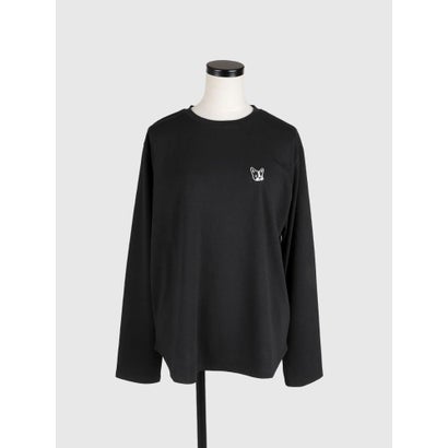 ヴァン Vin フレンチブルドッグワンポイント刺繍ロングTシャツ （オフホワイト）｜詳細画像