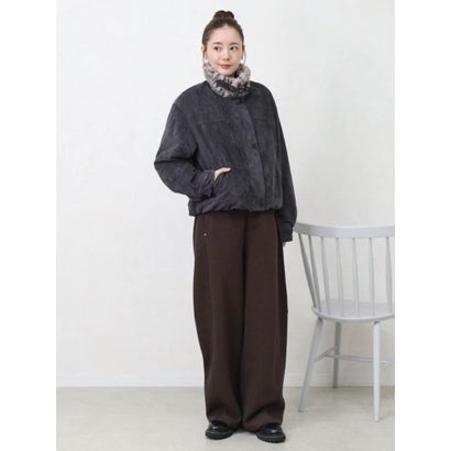 フェイクスエードファーカラーブルゾン （ブラウン）｜詳細画像