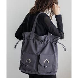 リング金具巾着トートバッグ （GRAY）