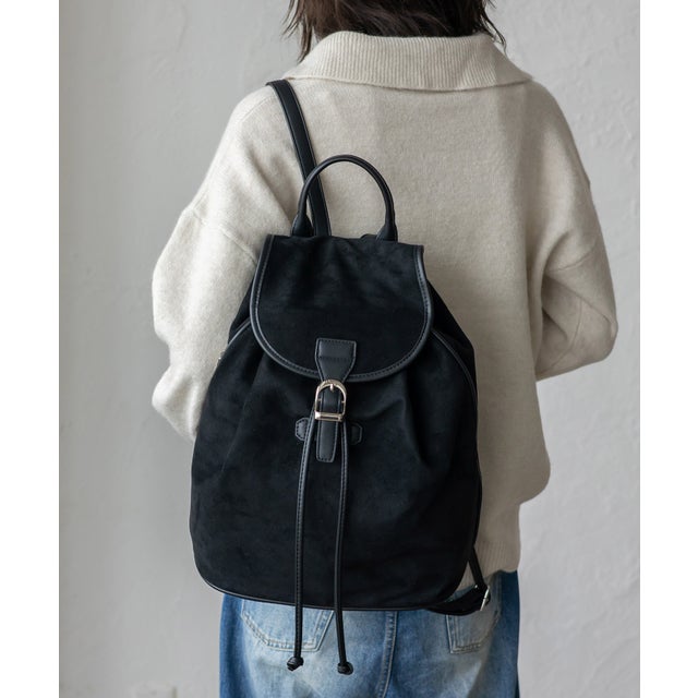 スエード調フラップリュック （BLACK）