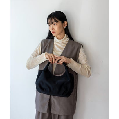 本革×キャンバスバルーントートバッグ （NBLACK）｜詳細画像