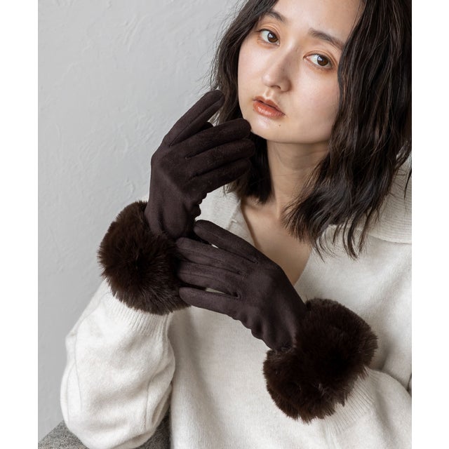 フェイクファースマホ対応グローブ （BROWN）