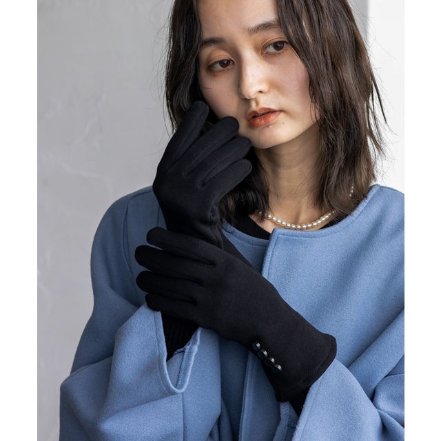 ボタン付きスマホ対応グローブ （BLACK）