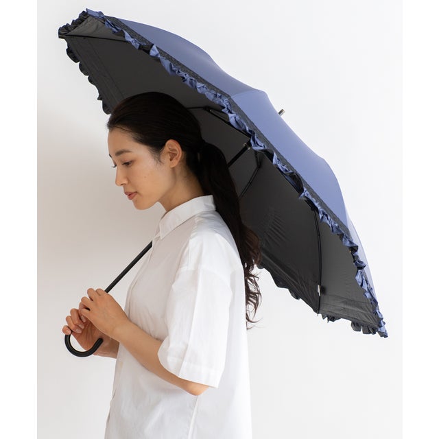 晴雨兼用ショートワイド傘（フリル＆レース） （NAVY）