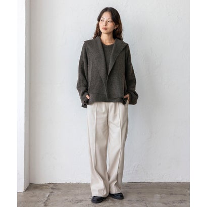 【2点セット】バラクラバ風フードニットマフラー付きVネックニット （NAVY）｜詳細画像