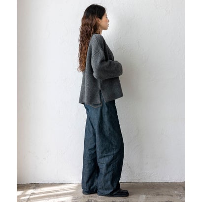 【2点セット】バラクラバ風フードニットマフラー付きVネックニット （NAVY）｜詳細画像