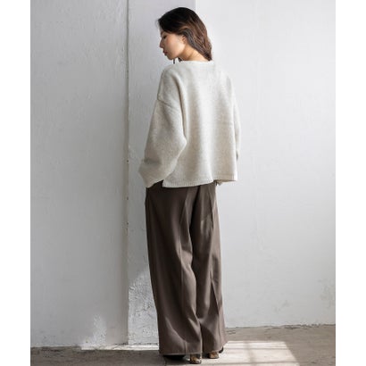 【2点セット】バラクラバ風フードニットマフラー付きVネックニット （BROWN）｜詳細画像